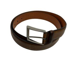 Magnanni Catalux 1128 Leather Dress Belt Mens 38 W Silver-Tone Buckle - Spain
